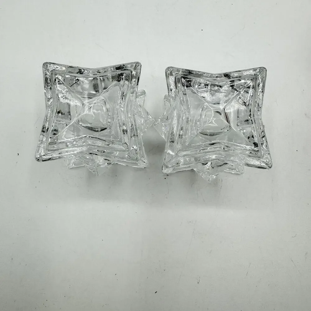 2 Michael C Fina Fifth Avenue 24% Lead Crystal Star Shaped Candle Holders